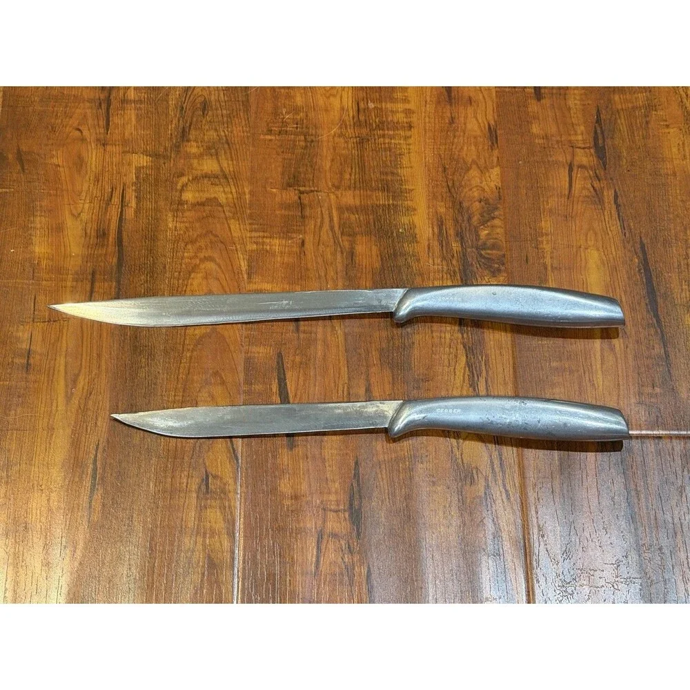 Vintage 1947 Gerber Legendary Blades Carving Knife Knives Set in Walnut Box